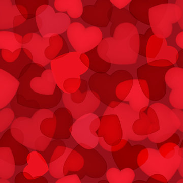 Red Valentines day seamless background with hearts.