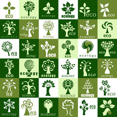 Eco Tree Icons - Isolated On Background - Vector Illustration