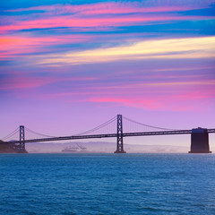 Fototapeta na wymiar San Francisco Bay bridge from Pier 7 California