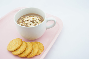 Cup of coco, oats with cracker