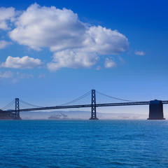 Fototapeta na wymiar San Francisco Bay bridge from Pier 7 California