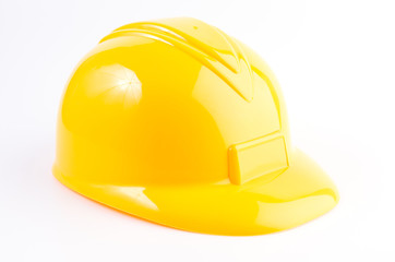 Fototapeta premium Yellow hard hat isolated on white background