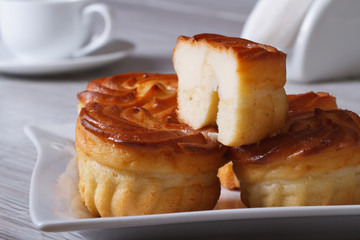 cupcake with cheese stuffing close-up on a plate