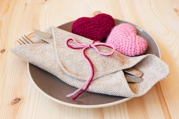 festive table setting for valentine's day