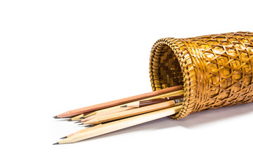 Woven basket and pencil