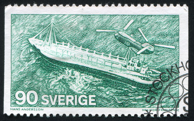 Helicopter over Ice covered Tanker