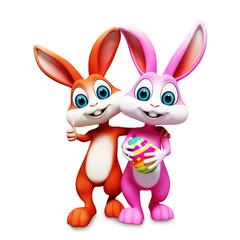 Easter happy bunny with big coloring egg