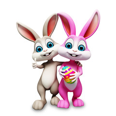 Easter happy bunny with big coloring eggs