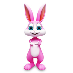 happy smiling bunny with presenting