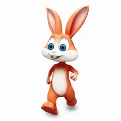 Happy bunny is walking