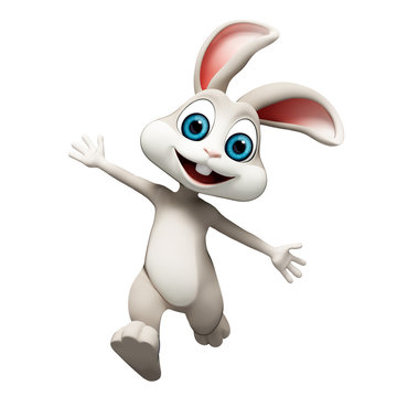 Happy smiling bunny with running