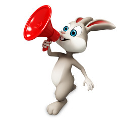 happy bunny with loudspeaker