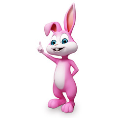 happy smiling bunny with pointing