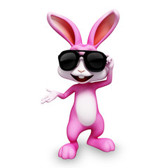 happy smiling bunny with sun glass