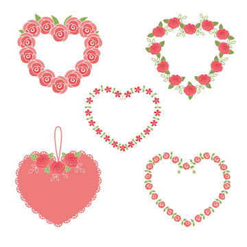 Set of flower hearts