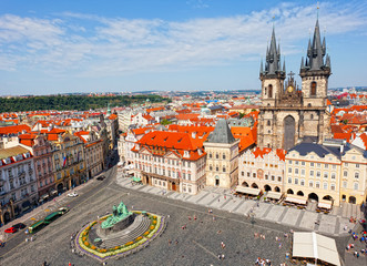 City landscape of Staromestskaya Square in Prague