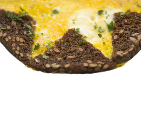 Wholemeal bread with egg star-shaped  white background