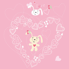 Obraz na płótnie Canvas heart shape and rabbit background card