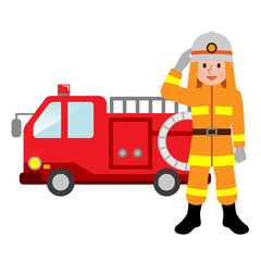 Fototapeta premium 消防車と消防士