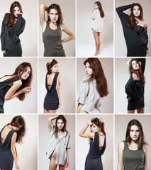 fashion model set studio shots, casual young fashionable woman