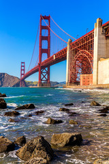 San Francisco Golden Gate Bridge Marshall beach California - obrazy, fototapety, plakaty