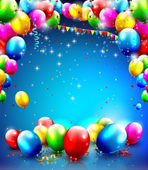 Birthday background with flying balloons