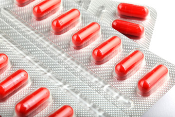 Red Medical Capsules