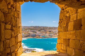 City Rethymno on beach of Island Crete, Greece