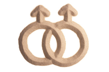 sand sculpture of female gay sign - 60385680