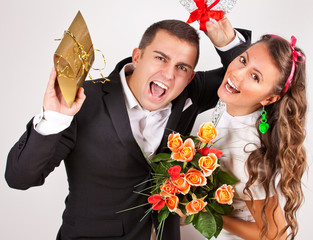 Closeup of Romantic couple in love.