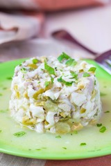 Tartar ceviche of raw white fish with olives, lemon, sauce