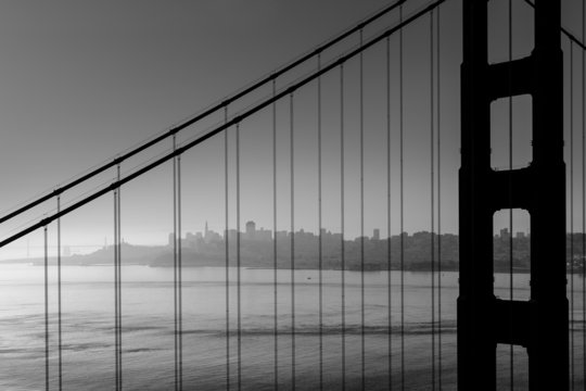 Fototapeta San Francisco Golden Gate Bridge black and white California