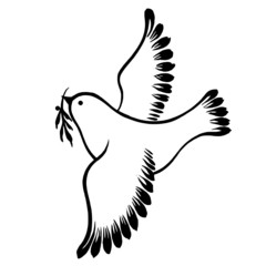 decorative silhouette of a flying dove peace