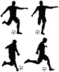 Fototapeta na wymiar poses of soccer players silhouettes in run and strike position