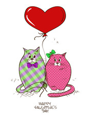 Valentine's greeting card with pair of cats