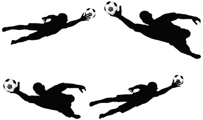 poses of soccer players silhouettes in air jumping position