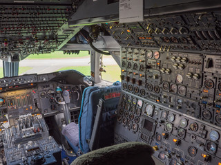 Cockpit of a jumbo jet