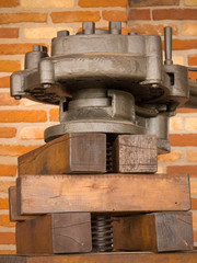 Detail of vintage oil press