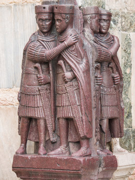 The four Tetrarchs statue at the entrance of the Doge's Palace i