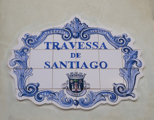 Ceramic steet sign in the Portuguese town of Loulé, Algarve
