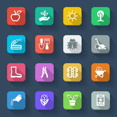 Gardening flat icons. Colorful