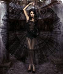 Beauty sensual woman in black dress