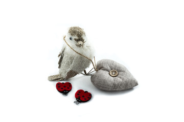 Small bird and a heart for Valentines Day