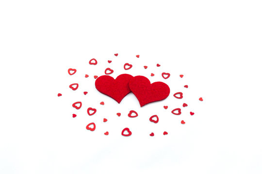 Two hearts on white background