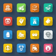 Farming flat icons. Colorful
