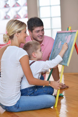 Obraz premium family drawing on school board at home