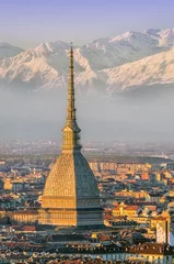 Foto op Canvas Turin (Torino), Mole Antonelliana and Alps © Marco Saracco