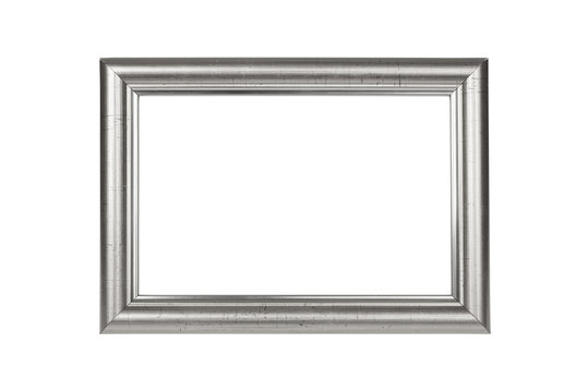 Silver frame isolated on white background with clipping path