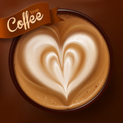 Poster with a coffee cup. Vector