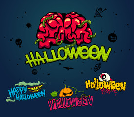Halloween horror design set